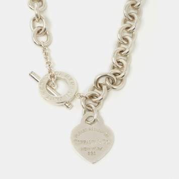 Pre Owned Tiffany & Co. Return to Tiffany Heart Tag Sterling Silver Chain Necklace