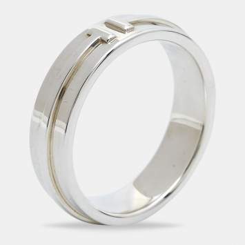 Pre Owned Tiffany & Co. Sterling Silver Tiffany T Band Ring Size EU 61