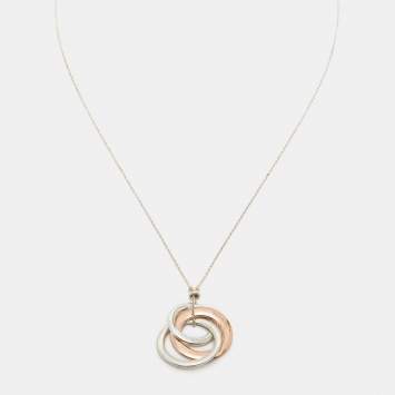 Pre Owned Tiffany & Co. Sterling Silver Rubedo Interlocking Circles Pendant Necklace