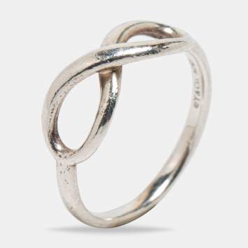 Pre Owned Tiffany & Co. Infinity Sterling Silver Ring Size EU 54