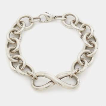 Pre Owned Tiffany & Co. Infinity Sterling Silver Link Bracelet