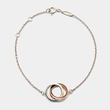 Pre Owned Tiffany & Co. Tiffany 1837 Interlocking Circles Sterling Silver Rubedo Chain Bracelet