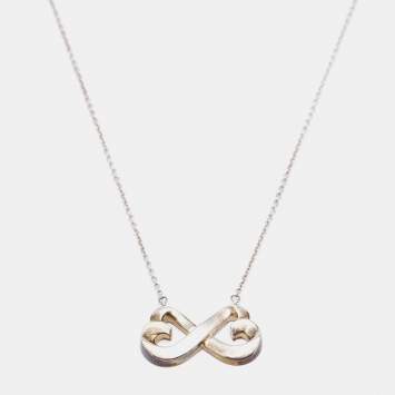 Pre Owned Tiffany & Co. X Paloma Picasso Silver Double Heart Infinity Pendant Necklace