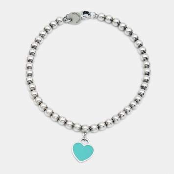 Pre Owned Tiffany & Co. Return To Tiffany Blue Enamel Sterling Silver Bracelet