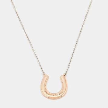Pre Owned Tiffany & Co. Rubedo Horseshoe Sterling Silver Pendant Necklace