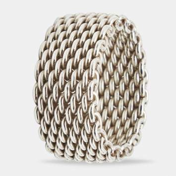 Pre Owned Tiffany & Co. Somerset Sterling Silver Band Ring Size 55 