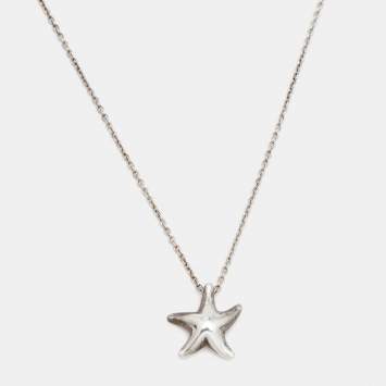 Pre Owned Tiffany & Co. Elsa Peretti Starfish Sterling Silver Pendant Necklace