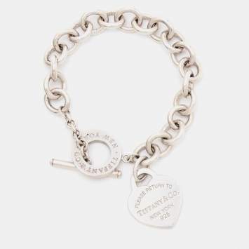 Pre Owned Tiffany & Co. Return To Tiffany Love Heart Tag Sterling Silver Toggle Bracelet