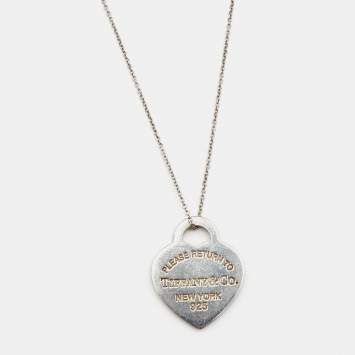 Pre Owned Tiffany & Co. Return To Tiffany Sterling Silver Enamel Heart Tag Pendant Necklace