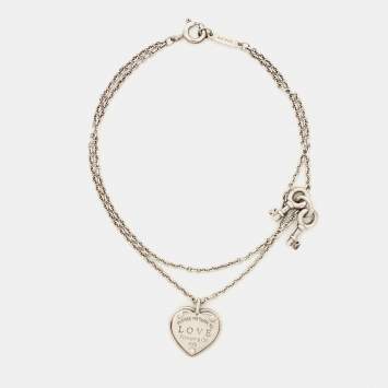 Pre Owned Tiffany & Co. Return To Tiffany Love Heart Tag Key Sterling Silver Bracelet