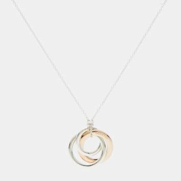 Pre Owned Tiffany & Co. 1837 Interlocking Circles Sterling Silver Rubedo Necklace
