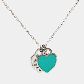 Pre Owned Tiffany & Co. Return To Tiffany Enamel Heart Tag Sterling Silver Necklace