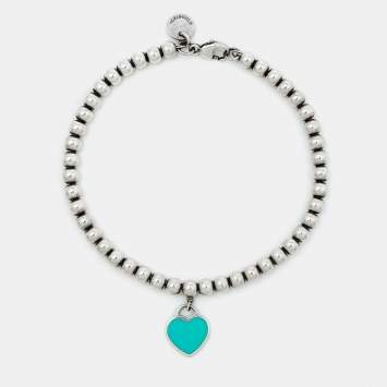 Pre Owned Tiffany & Co. Return to Tiffany Enamel Sterling Silver Beads Bracelet  