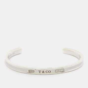 Pre Owned Tiffany & Co. Tiffany 1837 Sterling Silver Narrow Open Cuff Bracelet