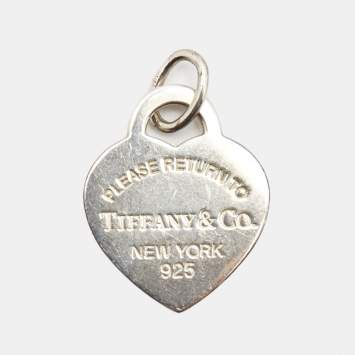 Pre Owned Tiffany & Co. Return To Tiffany Blue Enamel Silver Heart Tag Charm