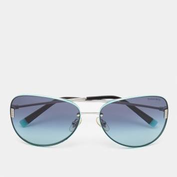 Pre Owned Tiffany & Co. Blue/Black Gradient TF3066 Aviators Sunglasses