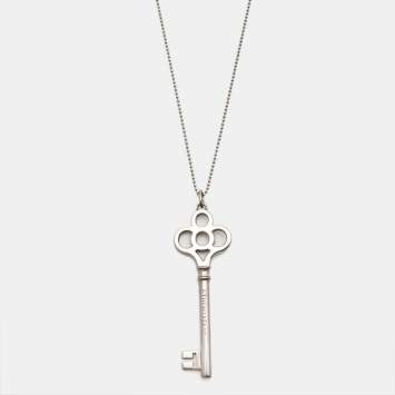 Pre Owned Tiffany & Co. Crown Key Sterling Silver Pendant Necklace