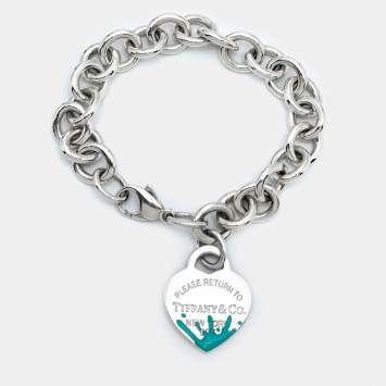 Pre Owned Tiffany & Co. Return to Tiffany Heart Tag Color Splash Sterling Silver Charm Bracelet
