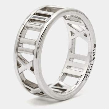 Pre Owned Tiffany & Co. Atlas Sterling Silver Ring Size 49