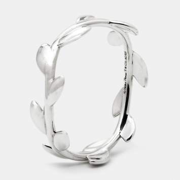 Pre Owned Tiffany & Co. Paloma Picasso Olive Leaf Sterling Silver Ring Size 55