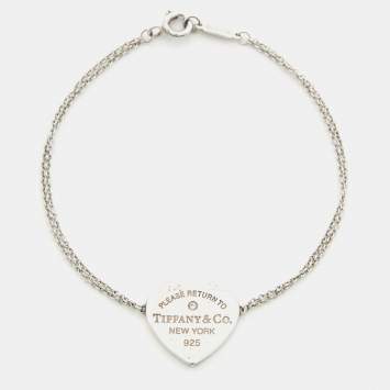 Pre Owned Tiffany & Co. Return To Tiffany Love Heart Tag Diamond Sterling Silver Bracelet