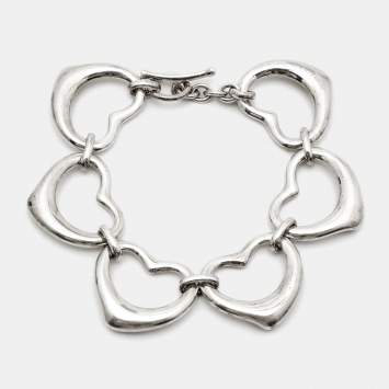 Pre Owned Tiffany & Co. Elsa Peretti Open Heart Sterling Silver Bracelet