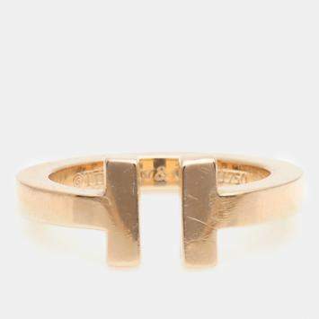 Pre Owned Tiffany & Co. 18K Rose Gold T Square Ring EU 49