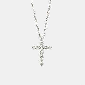 Pre Owned Tiffany & Co. Platinum and Diamond Cross Pendant Necklace