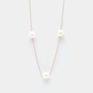 Pre Owned Tiffany & Co. 18K Rose Gold and Pearl Elsa Peretti Pearls by the Yard Station Necklace