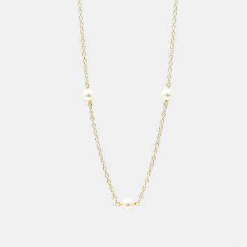 Pre Owned Tiffany & Co. 18K Yellow Gold and Pearl Station Necklace