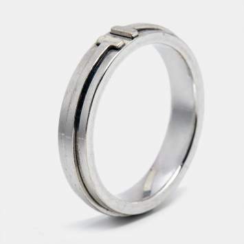 Pre Owned Tiffany & Co. T Narrow Ring 18k White Gold Ring Size 59