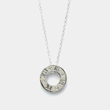 Pre Owned Tiffany & Co. 18K White Gold Diamond Atlas Pierced Diamond Necklace