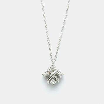 Pre Owned Tiffany & Co. Platinum Diamond Lynn Pendant Schlumberger Necklace