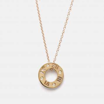 Pre Owned Tiffany & Co. 18K Rose Gold and Diamond Atlas Pendant Necklace