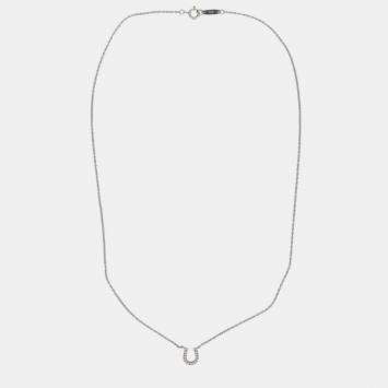 Pre Owned Tiffany & Co. 18k White Gold Diamonds Horse Shoe Necklace