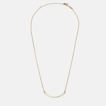 Pre Owned Tiffany & Co. T Smile 18k Yellow Gold Small Model Necklace