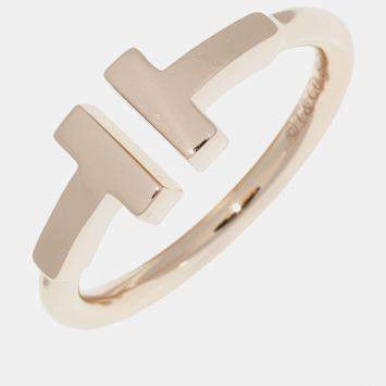 Pre Owned Tiffany & Co. 18K Rose Gold T Wire Band Ring EU 47