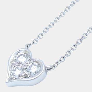 Pre Owned Tiffany & Co. Platinum and  Diamond Sentimental Heart Necklace