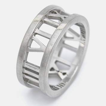 Pre Owned Tiffany & Co. Atlas 18k White Gold Ring Size 47