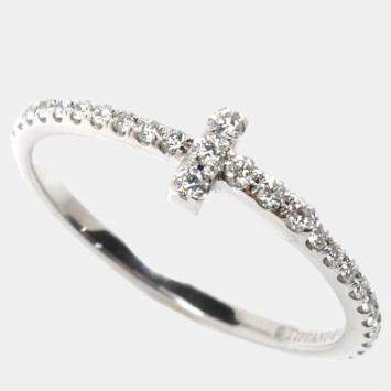 Pre Owned Tiffany & Co K18WG White Gold Diamond T Wire Full Circle Ring