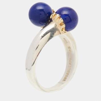 Pre Owned Tiffany & Co. Vintage Lapis Lazuli Bypass Cocktail Ring Size 51