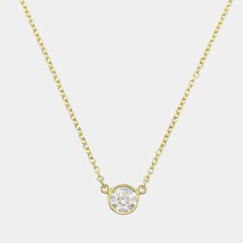 Pre Owned Tiffany & Co. Diamond Necklace 18k Yellow Gold Clear Metal