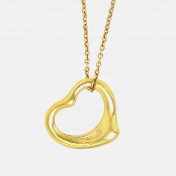 Pre Owned Tiffany Au750 18K Yg Open Heart Necklace Gold Metal