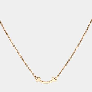 Pre Owned Tiffany & Co. T Smile Mini 18K Rose Gold Necklace