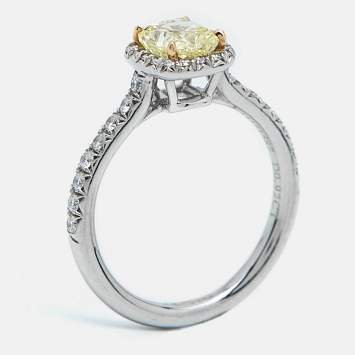 Pre Owned Tiffany & Co. Tiffany Soleste Diamonds Platinum 18k Yellow Gold Ring Size 50