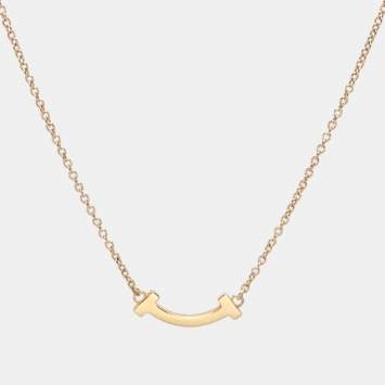 Pre Owned Tiffany & Co. T Smile Mini 18k Rose Gold Necklace