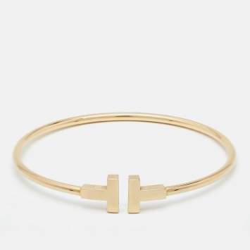 Pre Owned Tiffany & Co. T Wire 18k Yellow Gold Bracelet