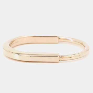 Tiffany & Co. 18K Pink Gold Padlock Bangle Bracelet Size Small 