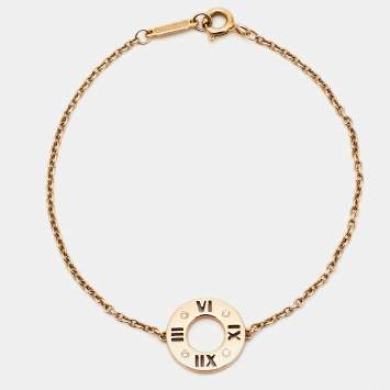 Pre Owned Tiffany & Co. Atlas Pierced Diamond 18K Rose Gold Bracelet