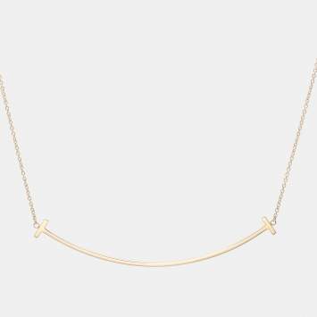 Pre Owned Tiffany & Co. 18k Yellow Gold T Smile Necklace